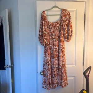 Sienna Sky Orange Floral Long Sleeve Dress